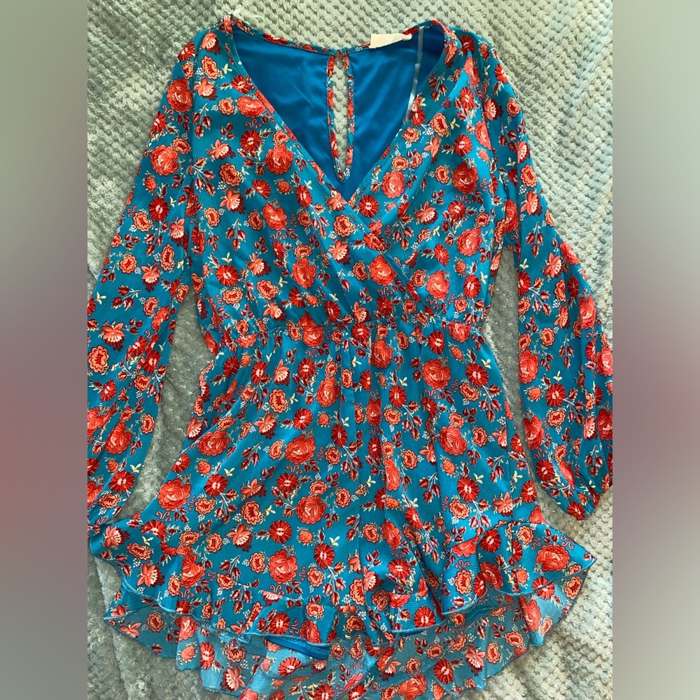 Peach Love romper floral long sleeve